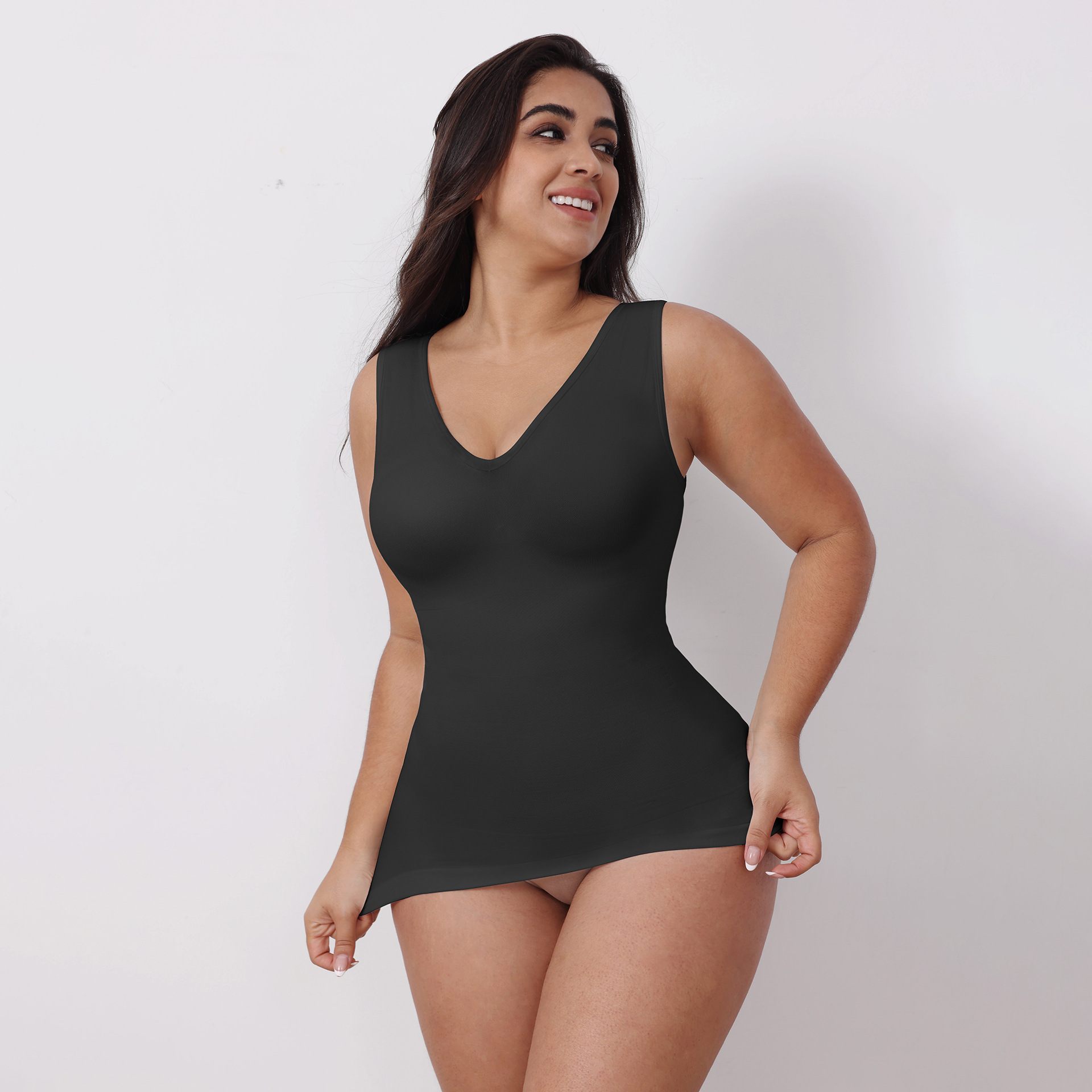 Womens Tummy Control Shaping Tank Top - V-Neck Body Shaper Slimming Underwear
